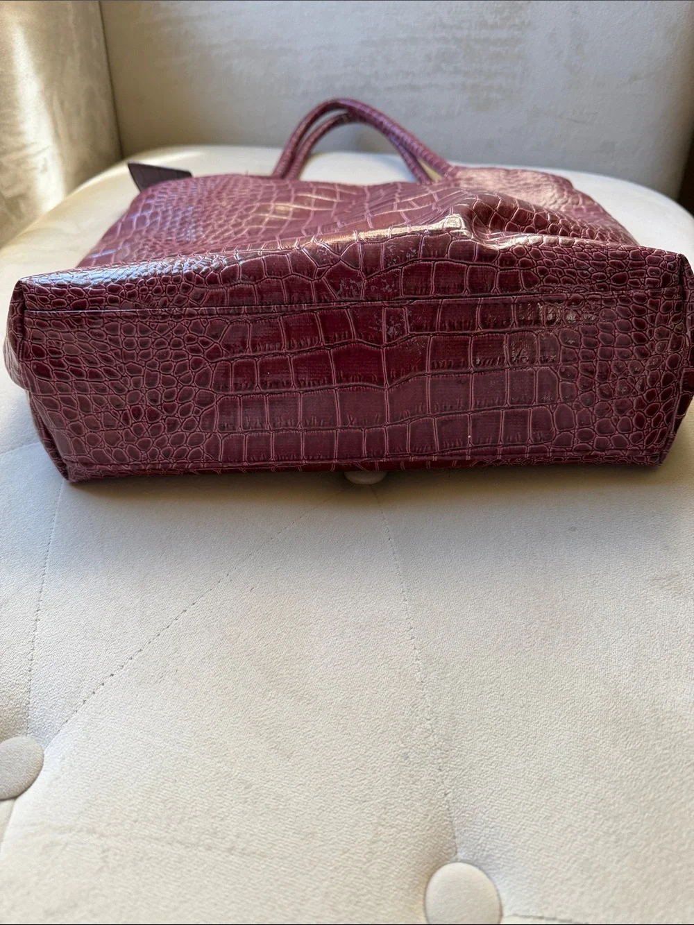 Neiman Marcus Croc-Embossed Burgundy Tote Bag